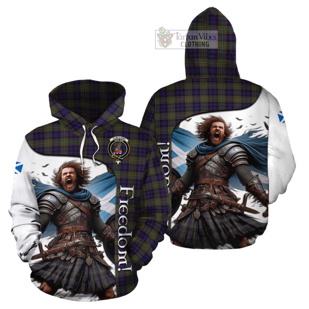 Tartan Vibes Clothing Clelland Crest Tartan Cotton Hoodie Inspired by the Freedom of Scottish Warrior