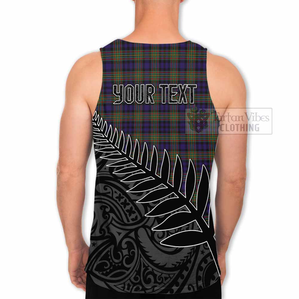 Tartan Vibes Clothing Clelland Crest Tartan Men's Tank Top with New Zealand Silver Fern Half Style