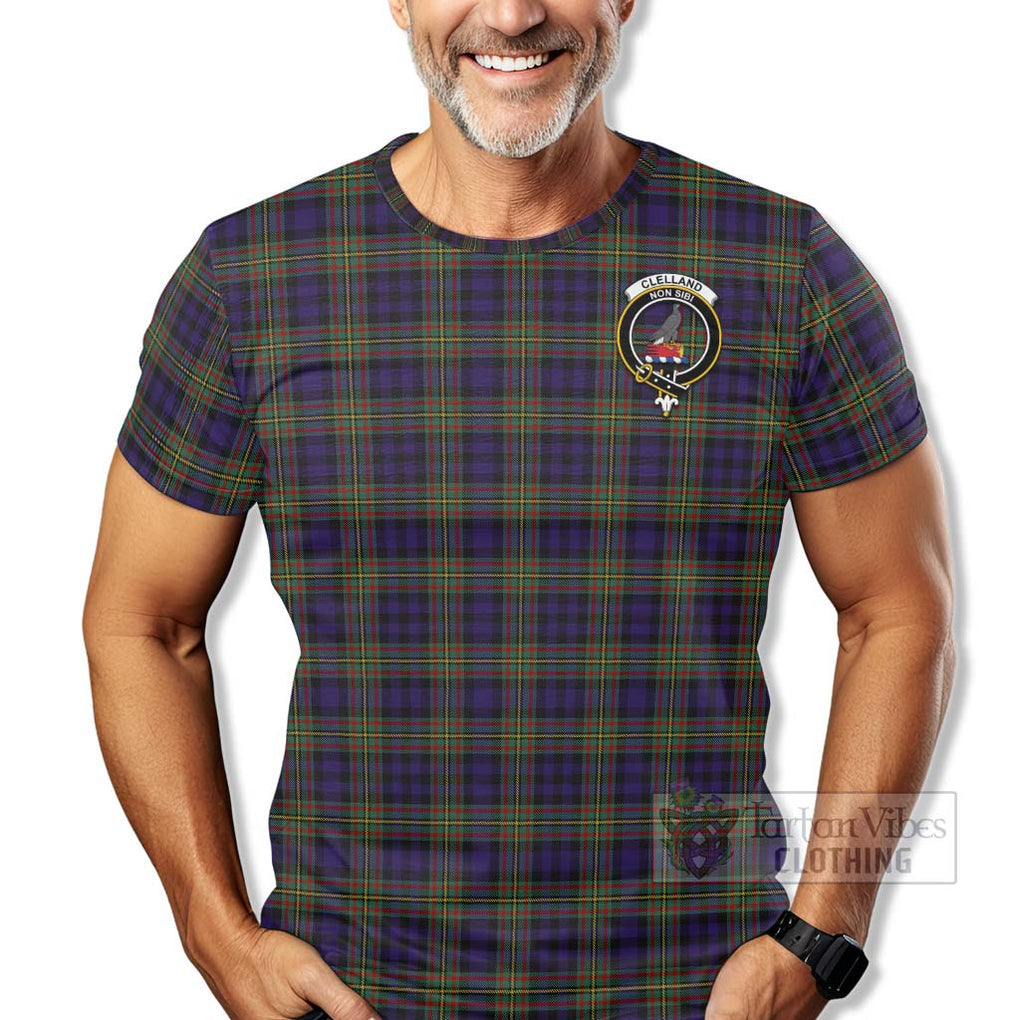 Tartan Vibes Clothing Clelland Tartan T-Shirt with Family Crest Celtic Skull Style