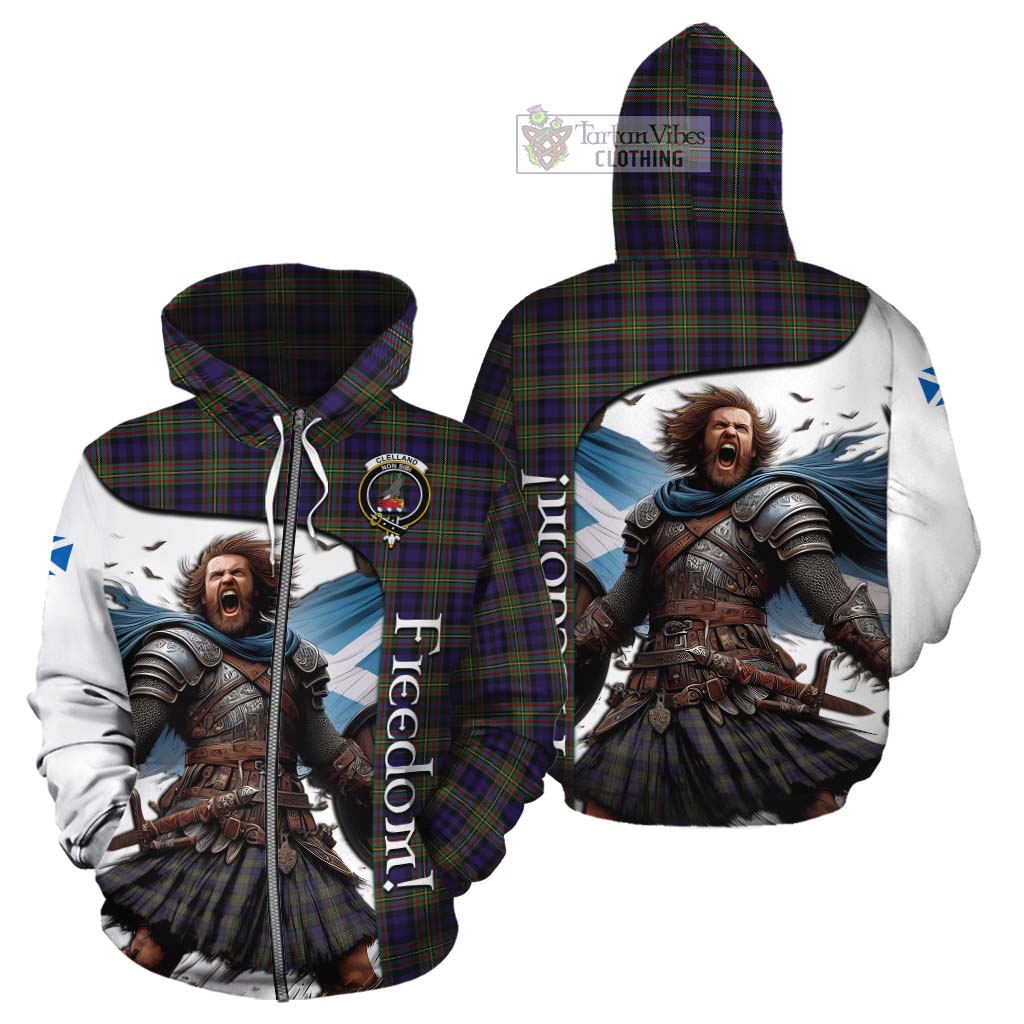 Tartan Vibes Clothing Clelland Crest Tartan Cotton Hoodie Inspired by the Freedom of Scottish Warrior