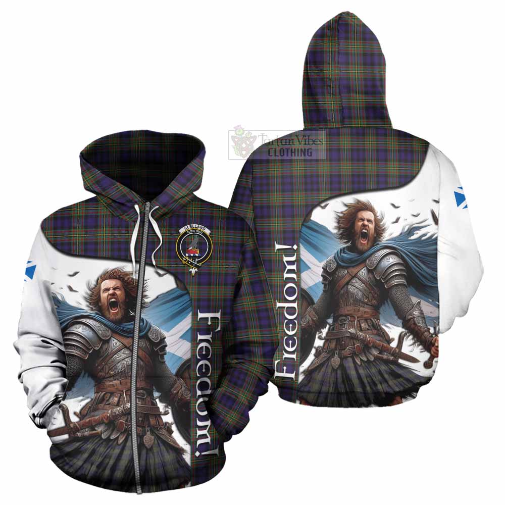 Tartan Vibes Clothing Clelland Crest Tartan Hoodie Inspired by the Freedom of Scottish Warrior