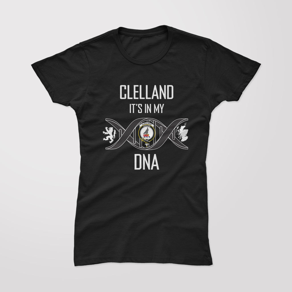 Clelland Family Crest DNA In Me Womens Cotton T Shirt - 2D-tartanvibesclothing