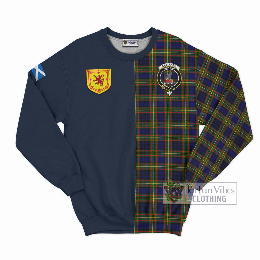 Tartan Vibes Clothing Clelland Modern Tartan Sweatshirt with Scottish Lion Royal Arm Half Style