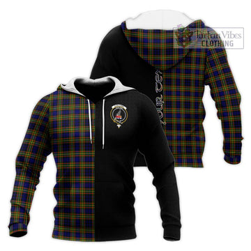 Clelland Modern Tartan Knitted Hoodie with Family Crest and Half Of Me Style