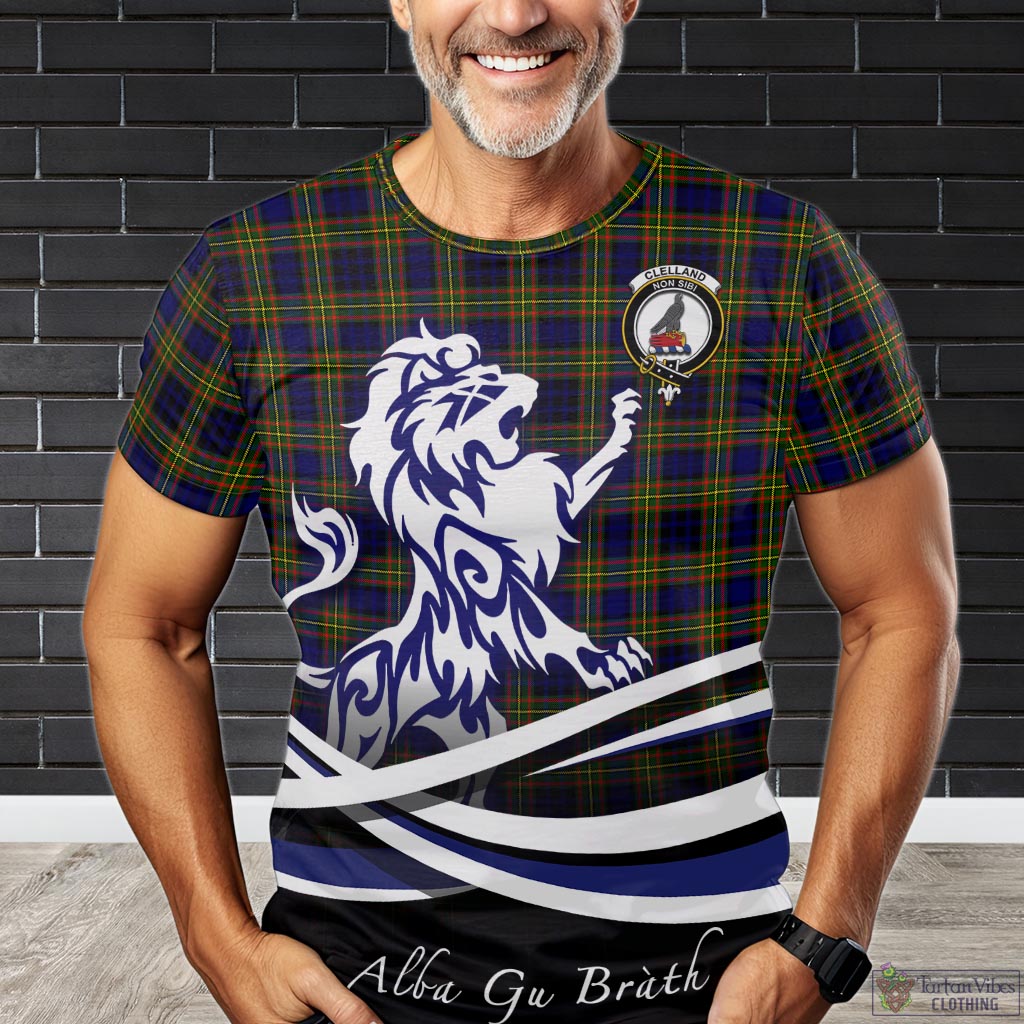 clelland-modern-tartan-t-shirt-with-alba-gu-brath-regal-lion-emblem