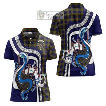 Clelland Modern Tartan Women's Polo Shirt with Epic Bagpipe Style