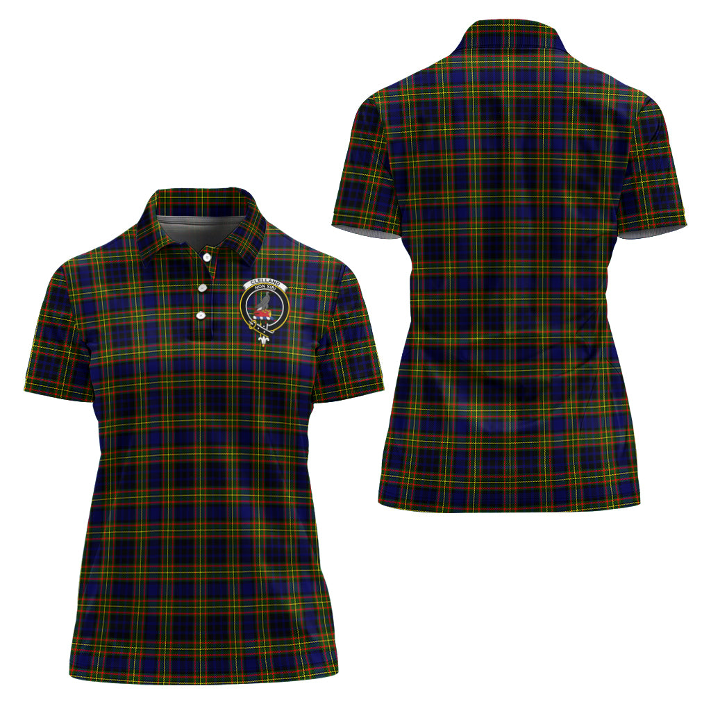 Clelland Modern Tartan Polo Shirt with Family Crest For Women Women - Tartan Vibes Clothing