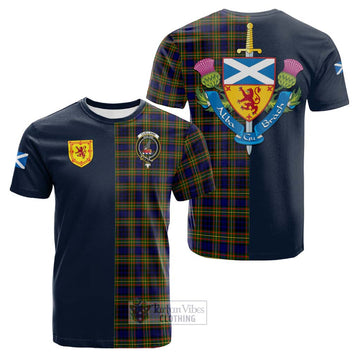 Clelland Modern Tartan Cotton T-shirt Alba with Scottish Lion Royal Arm Half Style