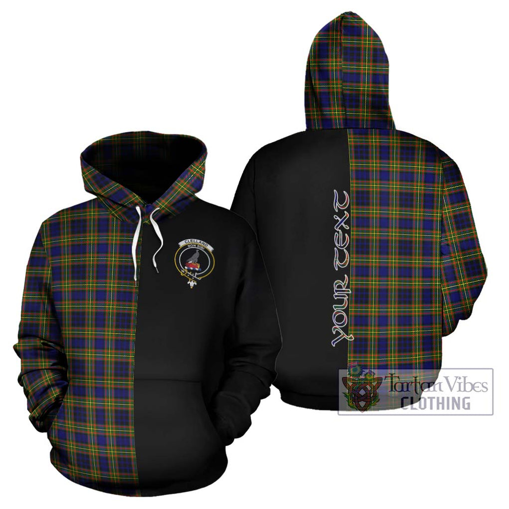 Clelland Modern Tartan Hoodie with Family Crest and Half Of Me Style Zip Hoodie - Tartanvibesclothing Shop