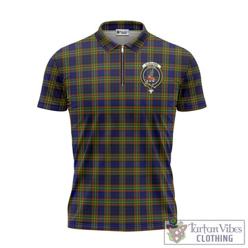 Clelland Modern Tartan Zipper Polo Shirt with Family Crest