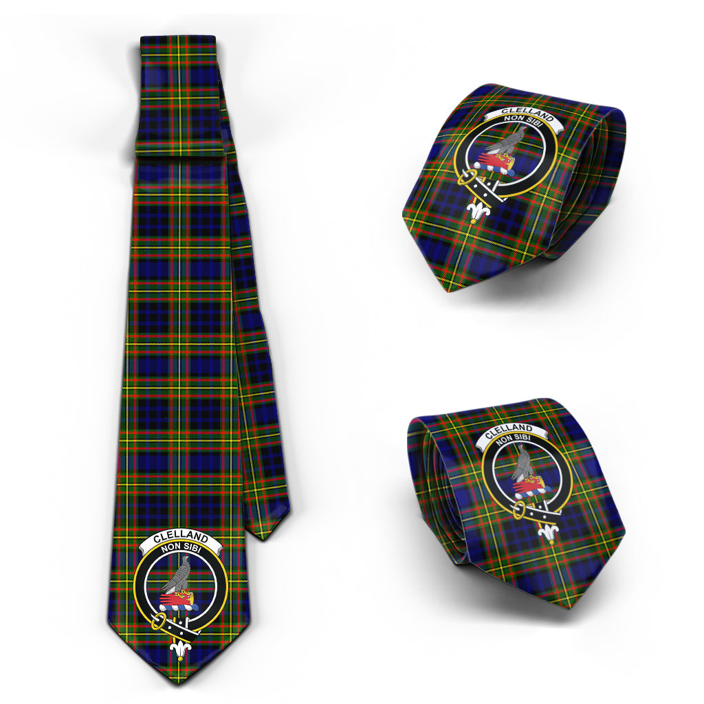 Clelland Modern Tartan Classic Necktie with Family Crest Necktie One Size - Tartan Vibes Clothing