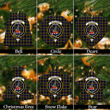 Clelland Modern Tartan Christmas Ceramic Ornaments with Family Crest