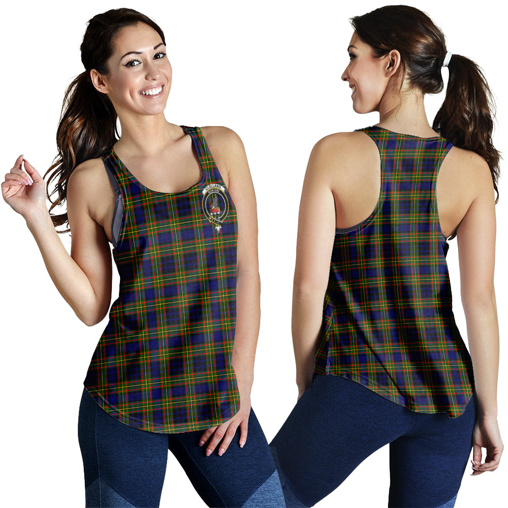 clelland-modern-tartan-women-racerback-tanks-with-family-crest