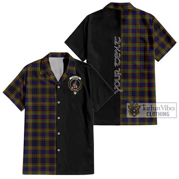 Clelland Modern Tartan Short Sleeve Button Shirt with Family Crest and Half Of Me Style