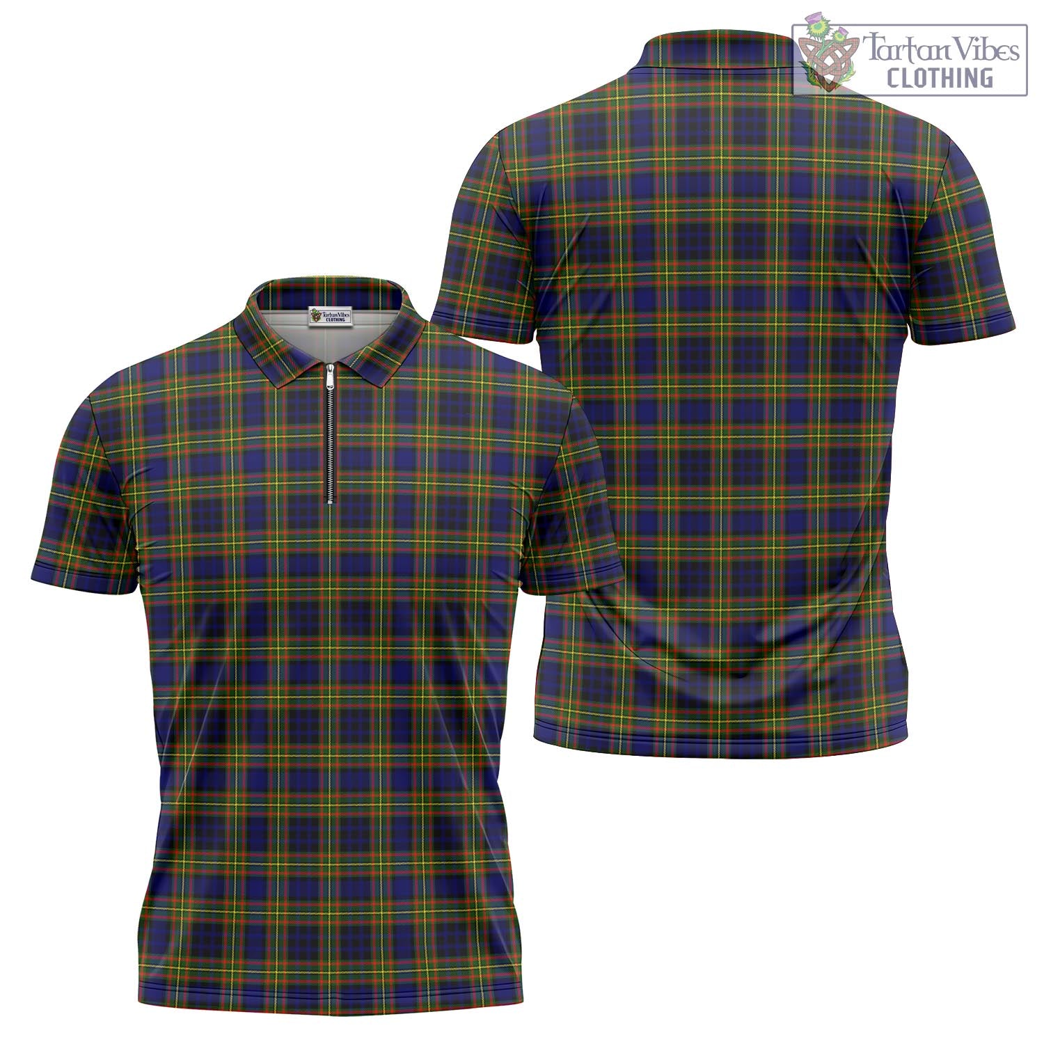 Tartan Vibes Clothing Clelland Modern Tartan Zipper Polo Shirt