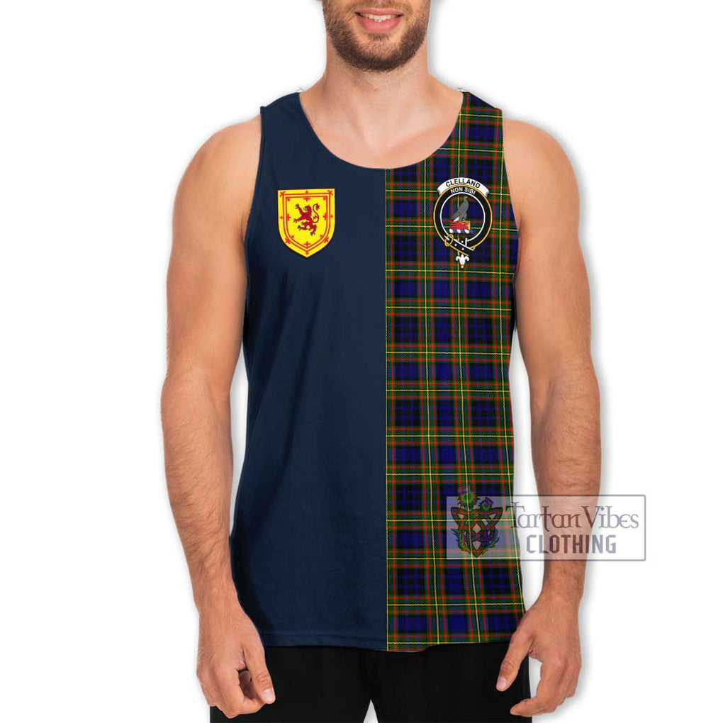 Tartan Vibes Clothing Clelland Modern Tartan Men's Tank Top with Scottish Lion Royal Arm Half Style