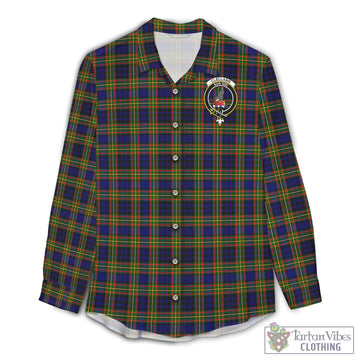 Clelland Modern Tartan Women's Casual Shirt with Family Crest