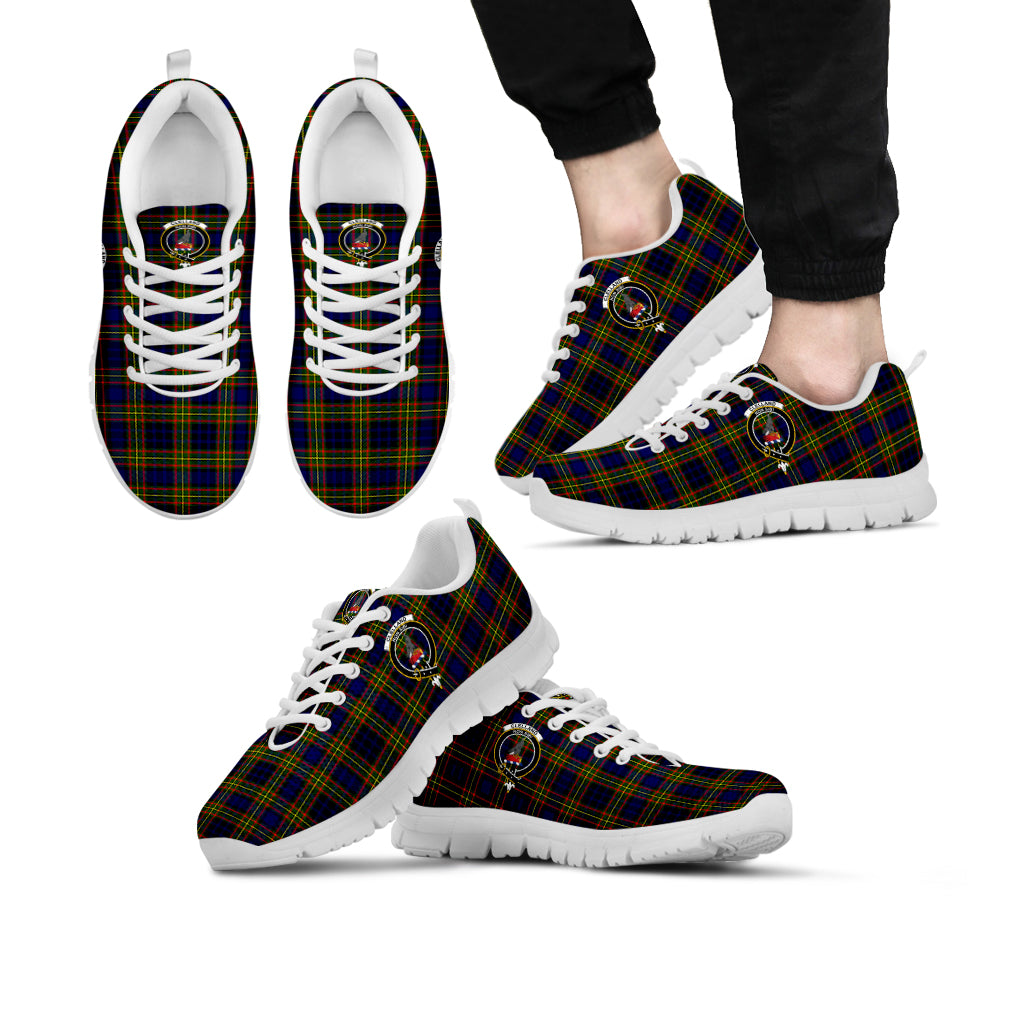 Clelland Modern Tartan Sneakers with Family Crest Kid's Sneakers - Tartan Vibes Clothing