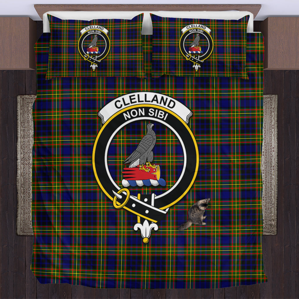 Clelland Modern Tartan Bedding Set with Family Crest US Bedding Set - Tartan Vibes Clothing