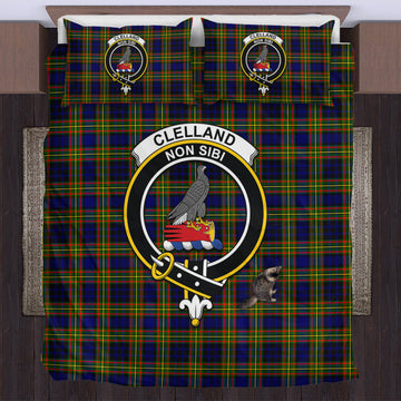 Clelland Modern Tartan Bedding Set with Family Crest