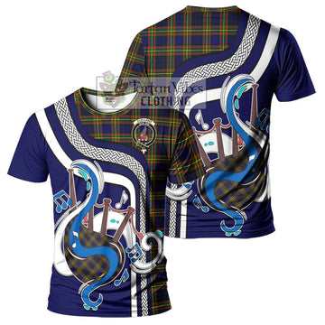 Clelland Modern Tartan T-Shirt with Epic Bagpipe Style