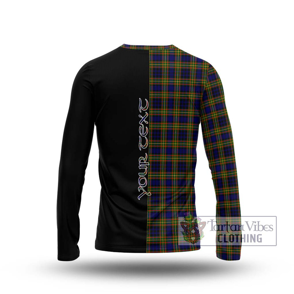 Clelland Modern Tartan Long Sleeve T-Shirt with Family Crest and Half Of Me Style - Tartanvibesclothing Shop