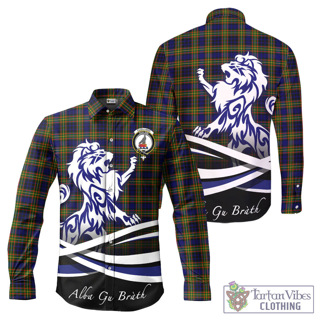 clelland-modern-tartan-long-sleeve-button-up-shirt-with-alba-gu-brath-regal-lion-emblem