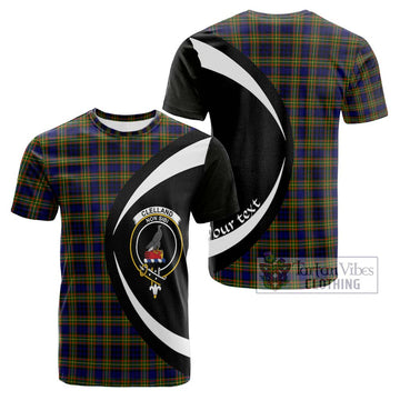 Clelland Modern Tartan Cotton T-shirt with Family Crest Circle Style