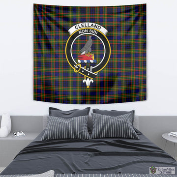 Clelland Modern Tartan Tapestry Wall Hanging and Home Decor for Room with Family Crest