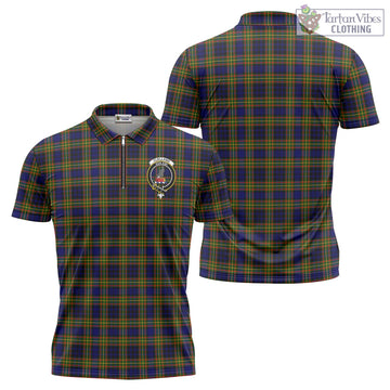 Clelland Modern Tartan Zipper Polo Shirt with Family Crest