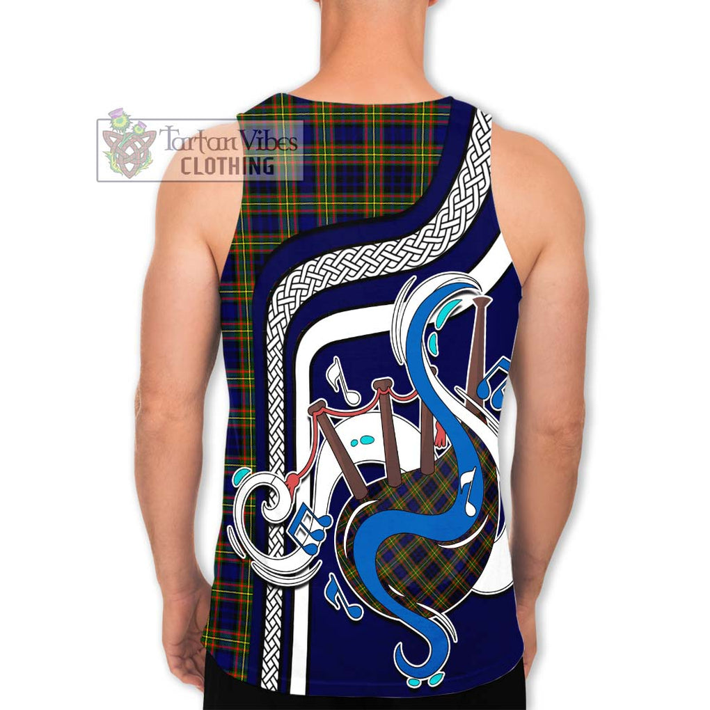 Clelland Modern Tartan Men's Tank Top with Epic Bagpipe Style - Tartanvibesclothing Shop