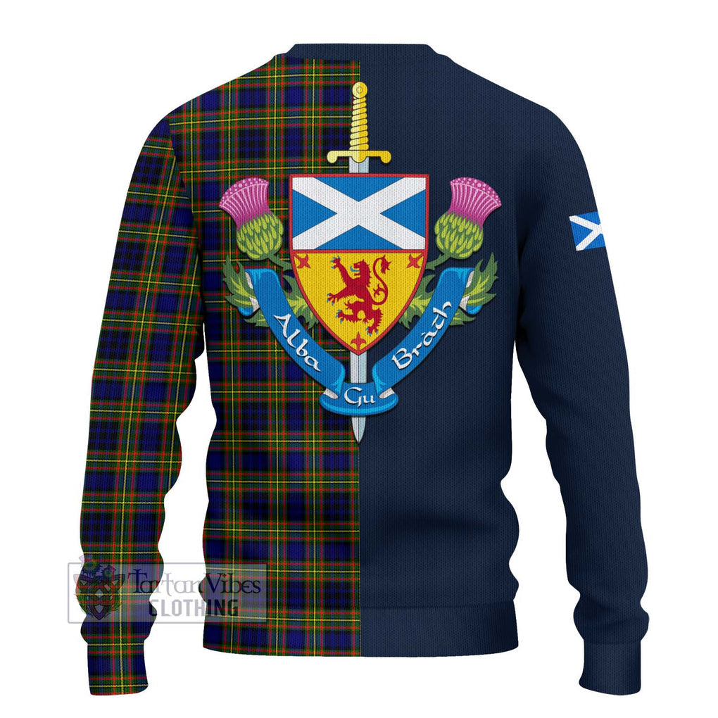 Tartan Vibes Clothing Clelland Modern Tartan Knitted Sweater with Scottish Lion Royal Arm Half Style