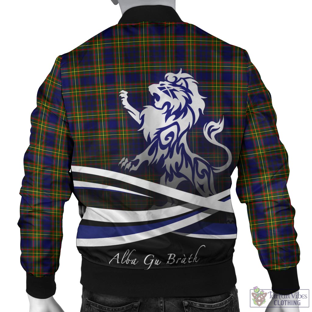 Tartan Vibes Clothing Clelland Modern Tartan Bomber Jacket with Alba Gu Brath Regal Lion Emblem