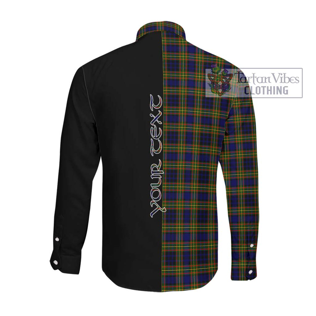 Clelland Modern Tartan Long Sleeve Button Shirt with Family Crest and Half Of Me Style Men's Shirt - Tartanvibesclothing Shop