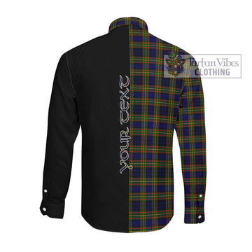 Clelland Modern Tartan Long Sleeve Button Shirt with Family Crest and Half Of Me Style