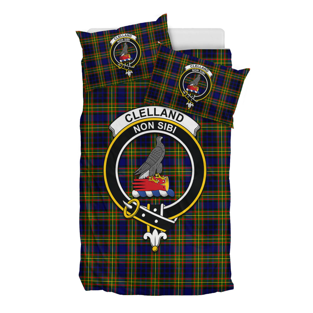 Clelland Modern Tartan Bedding Set with Family Crest - Tartan Vibes Clothing