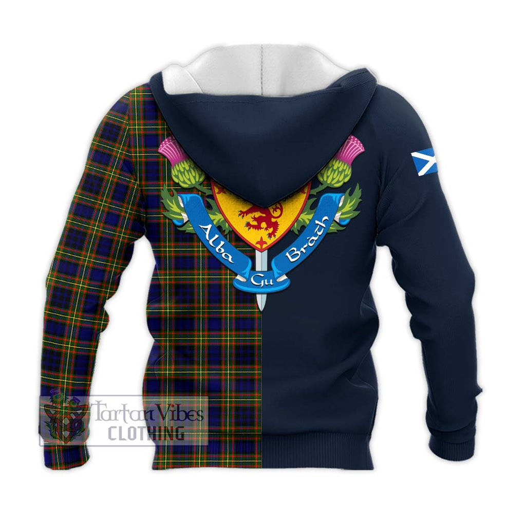 Tartan Vibes Clothing Clelland Modern Tartan Knitted Hoodie with Scottish Lion Royal Arm Half Style