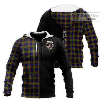 Clelland Modern Tartan Knitted Hoodie with Family Crest and Half Of Me Style