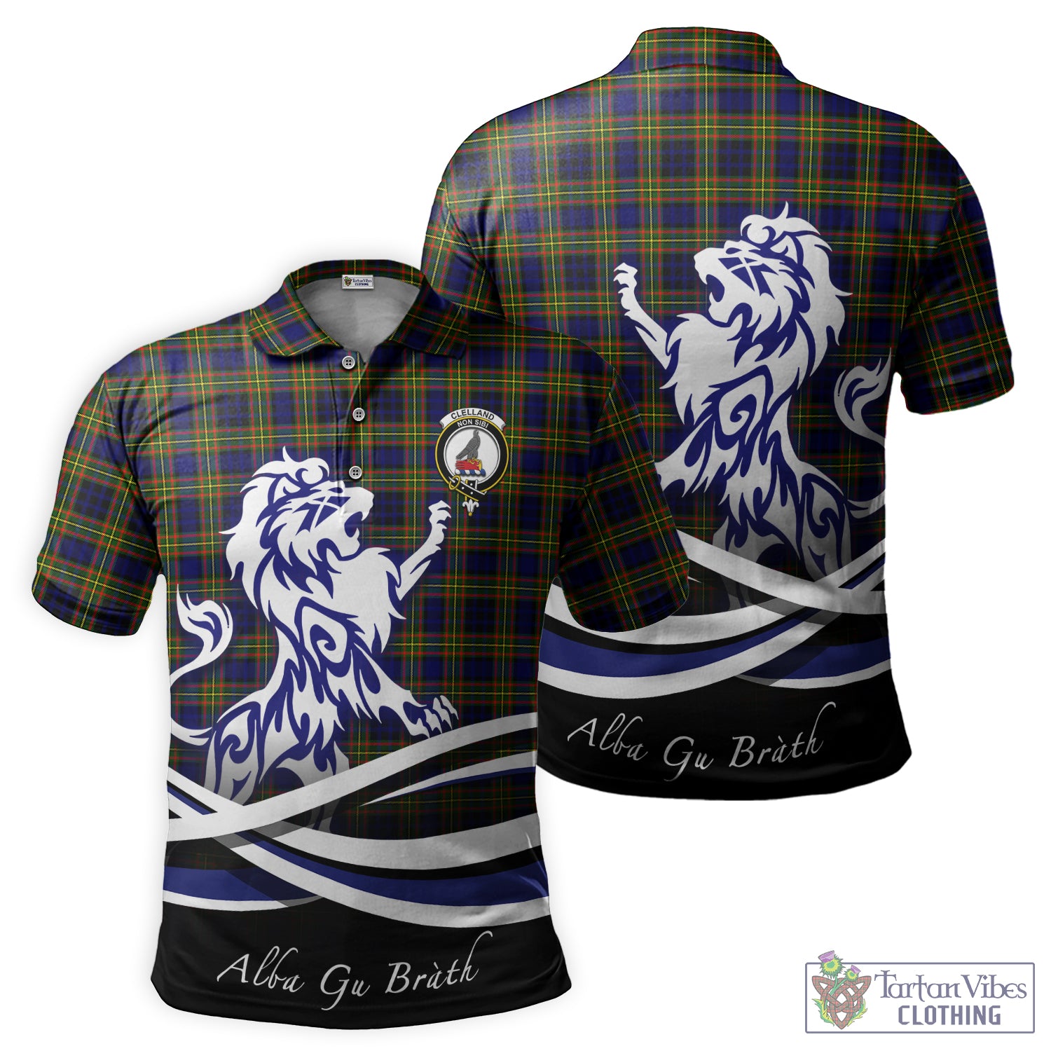 clelland-modern-tartan-polo-shirt-with-alba-gu-brath-regal-lion-emblem