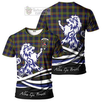 Clelland Modern Tartan Cotton T-shirt with Alba Gu Brath Regal Lion Emblem