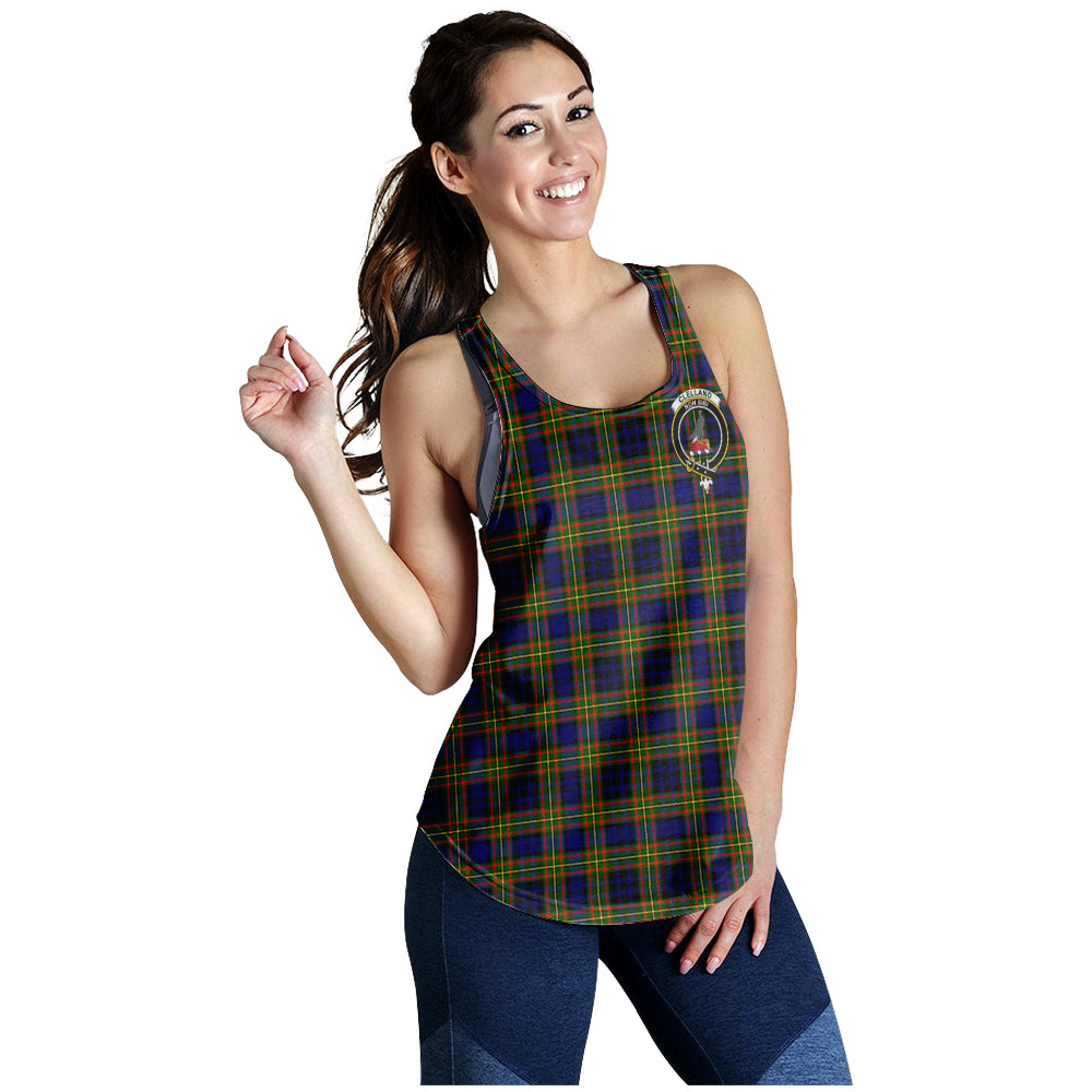 clelland-modern-tartan-women-racerback-tanks-with-family-crest