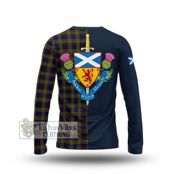 Clelland Modern Tartan Long Sleeve T-Shirt Alba with Scottish Lion Royal Arm Half Style