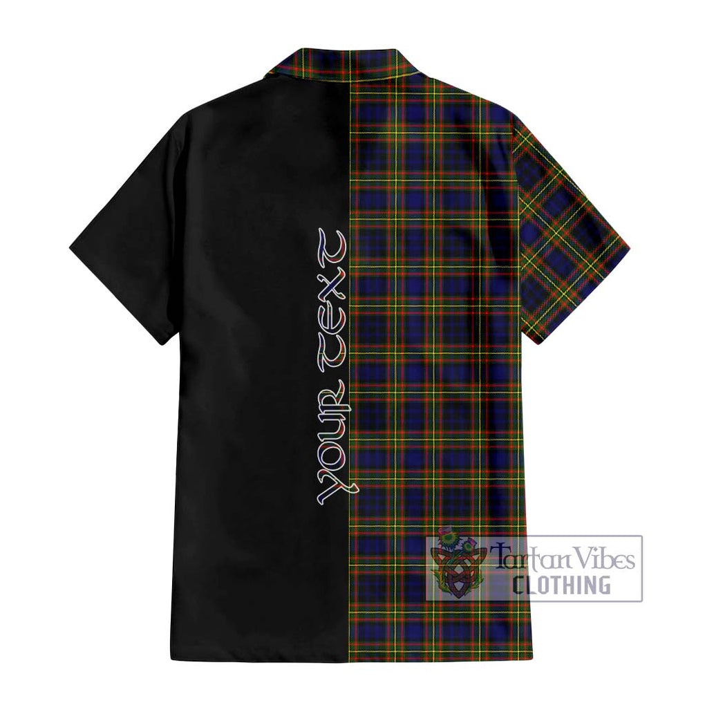 Clelland Modern Tartan Short Sleeve Button Shirt with Family Crest and Half Of Me Style - Tartanvibesclothing Shop