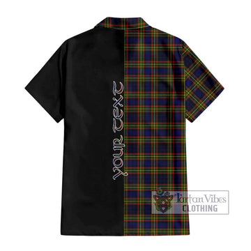 Clelland Modern Tartan Short Sleeve Button Shirt with Family Crest and Half Of Me Style