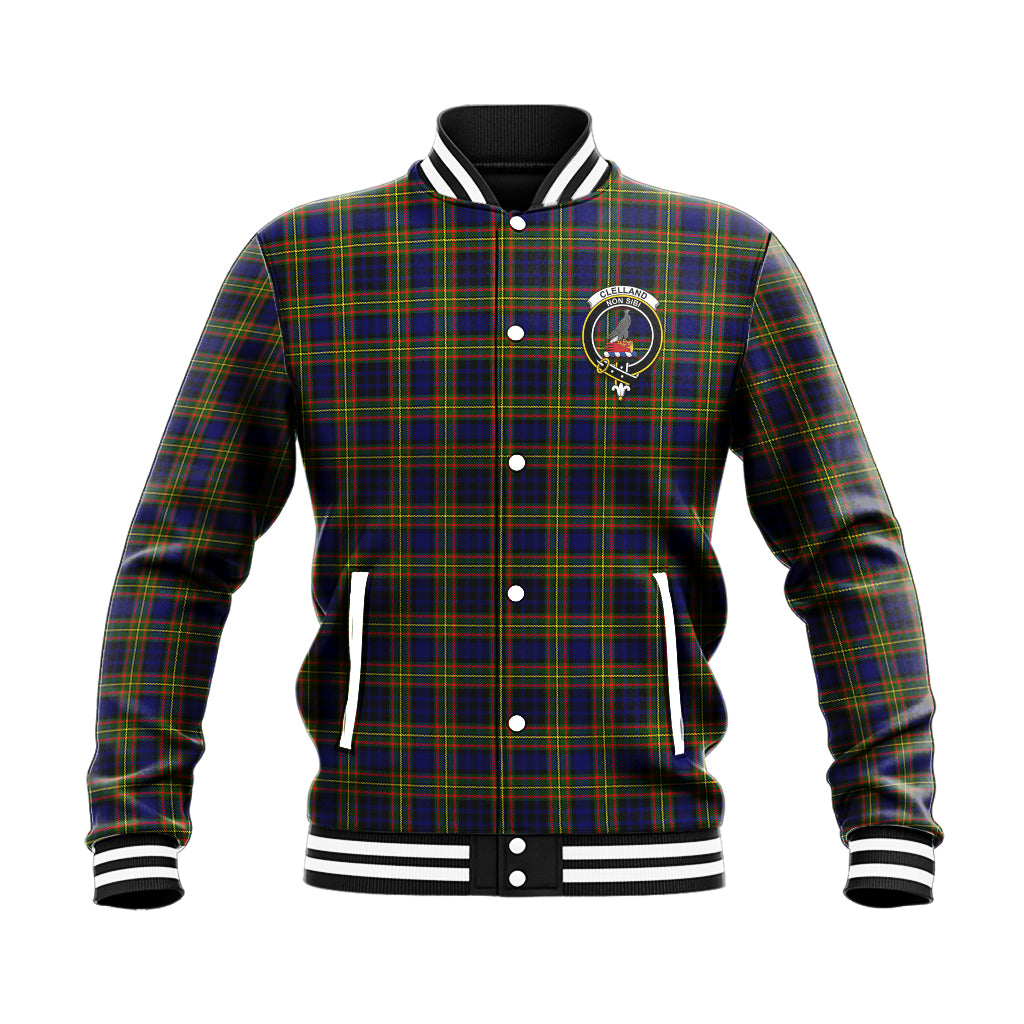 Clelland Modern Tartan Baseball Jacket with Family Crest - Tartan Vibes Clothing