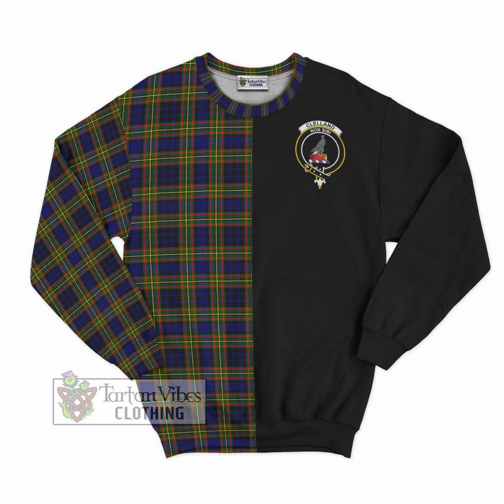 Clelland Modern Tartan Sweatshirt with Family Crest and Half Of Me Style - Tartanvibesclothing Shop