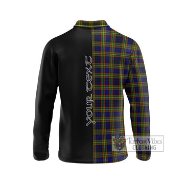 Clelland Modern Tartan Long Sleeve Polo Shirt with Family Crest and Half Of Me Style