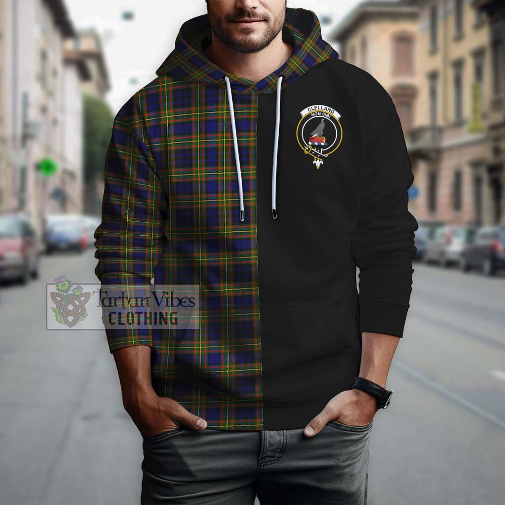 Clelland Modern Tartan Hoodie with Family Crest and Half Of Me Style - Tartanvibesclothing Shop