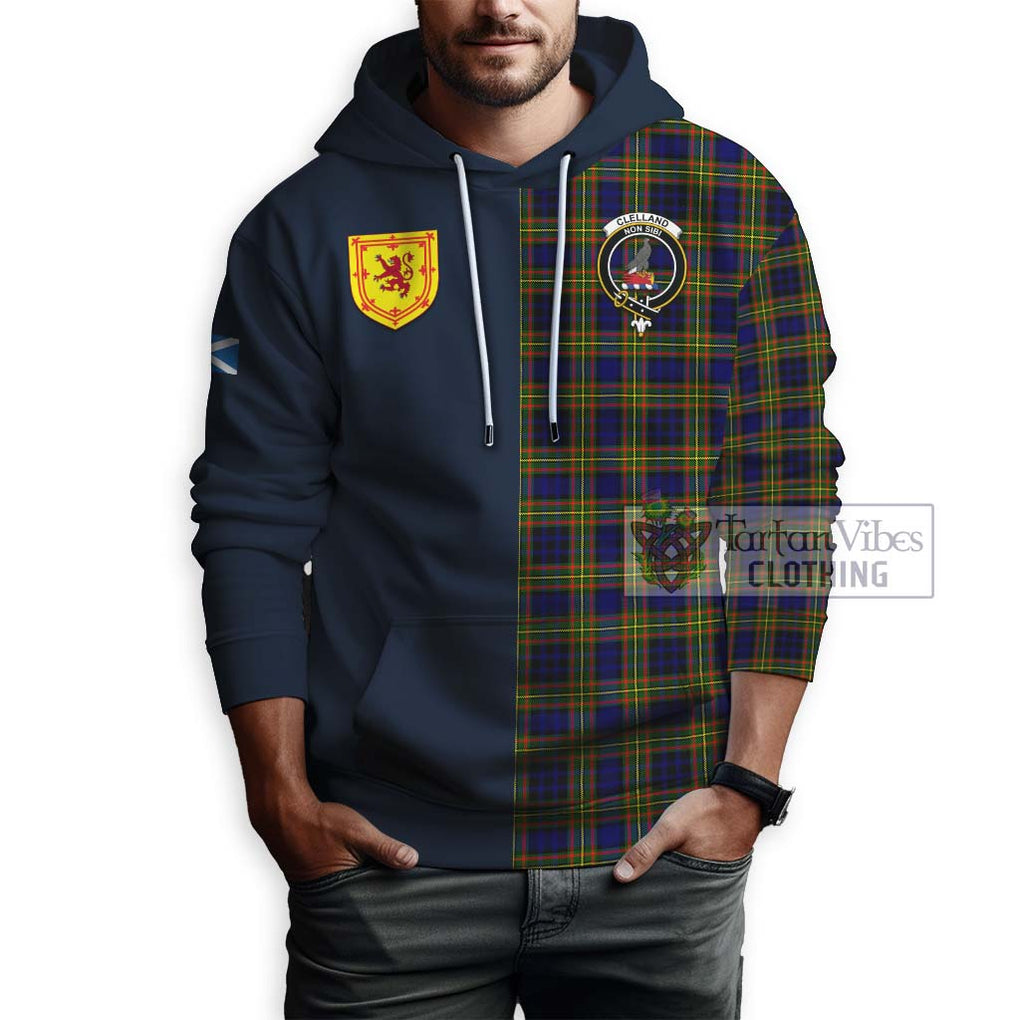 Tartan Vibes Clothing Clelland Modern Tartan Hoodie with Scottish Lion Royal Arm Half Style