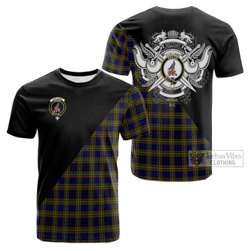 Clelland Modern Tartan Cotton T-shirt with Family Crest and Military Logo Style